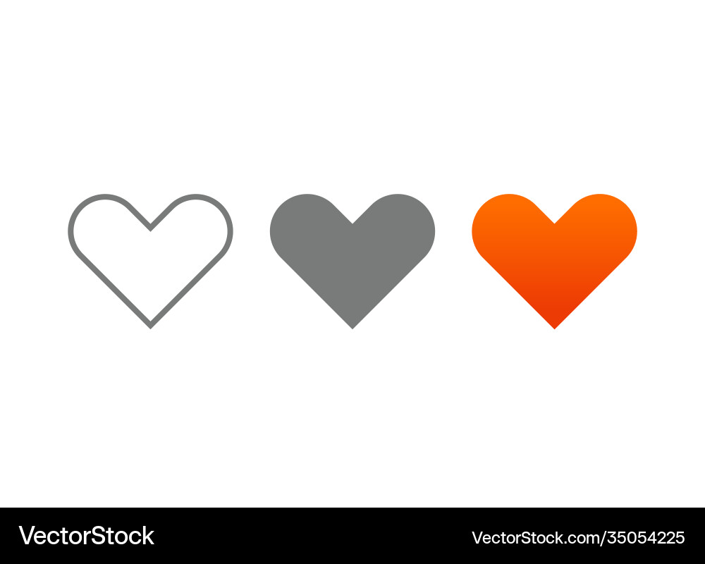 Collection hearts love symbol icon set Royalty Free Vector
