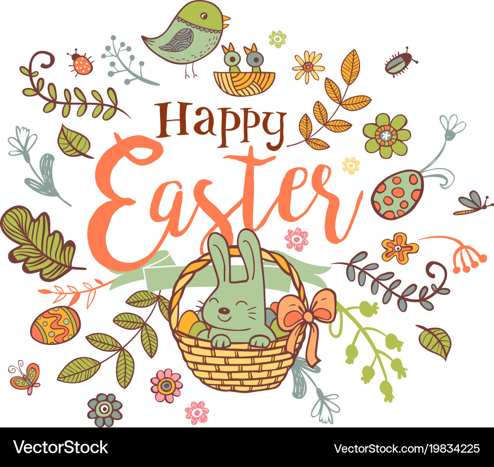 Cute Easter Bunny Banner Vector Image