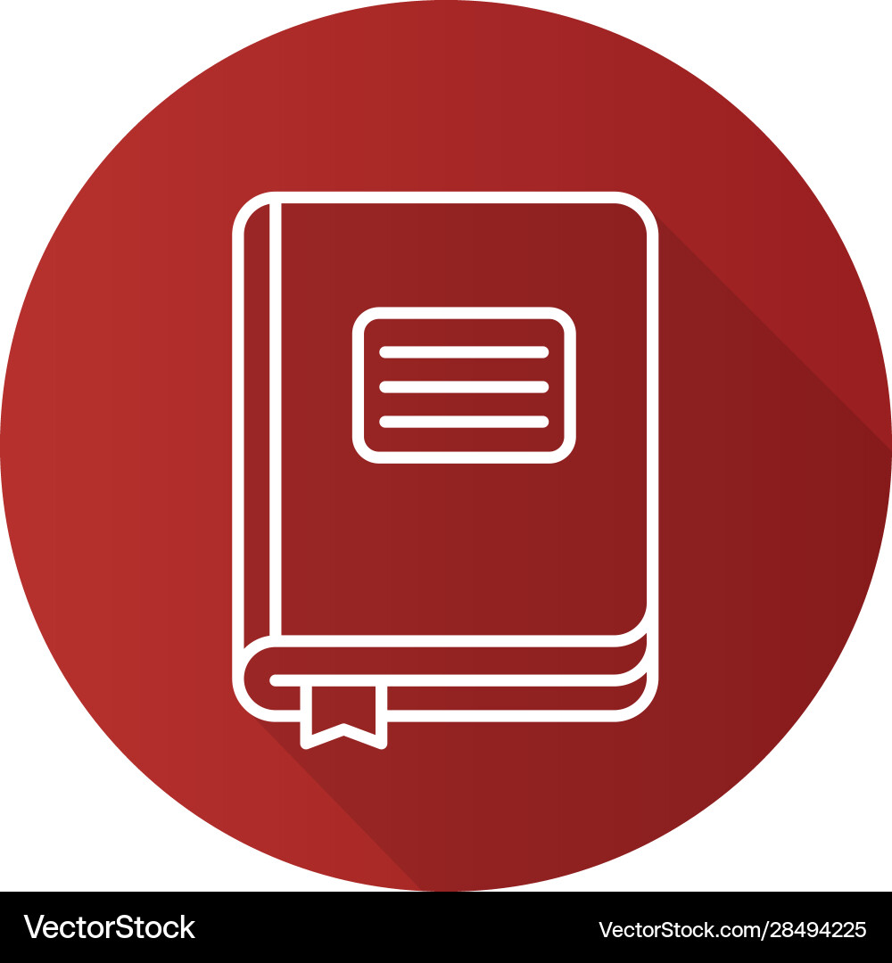 Diary notebook flat linear long shadow icon vector image
