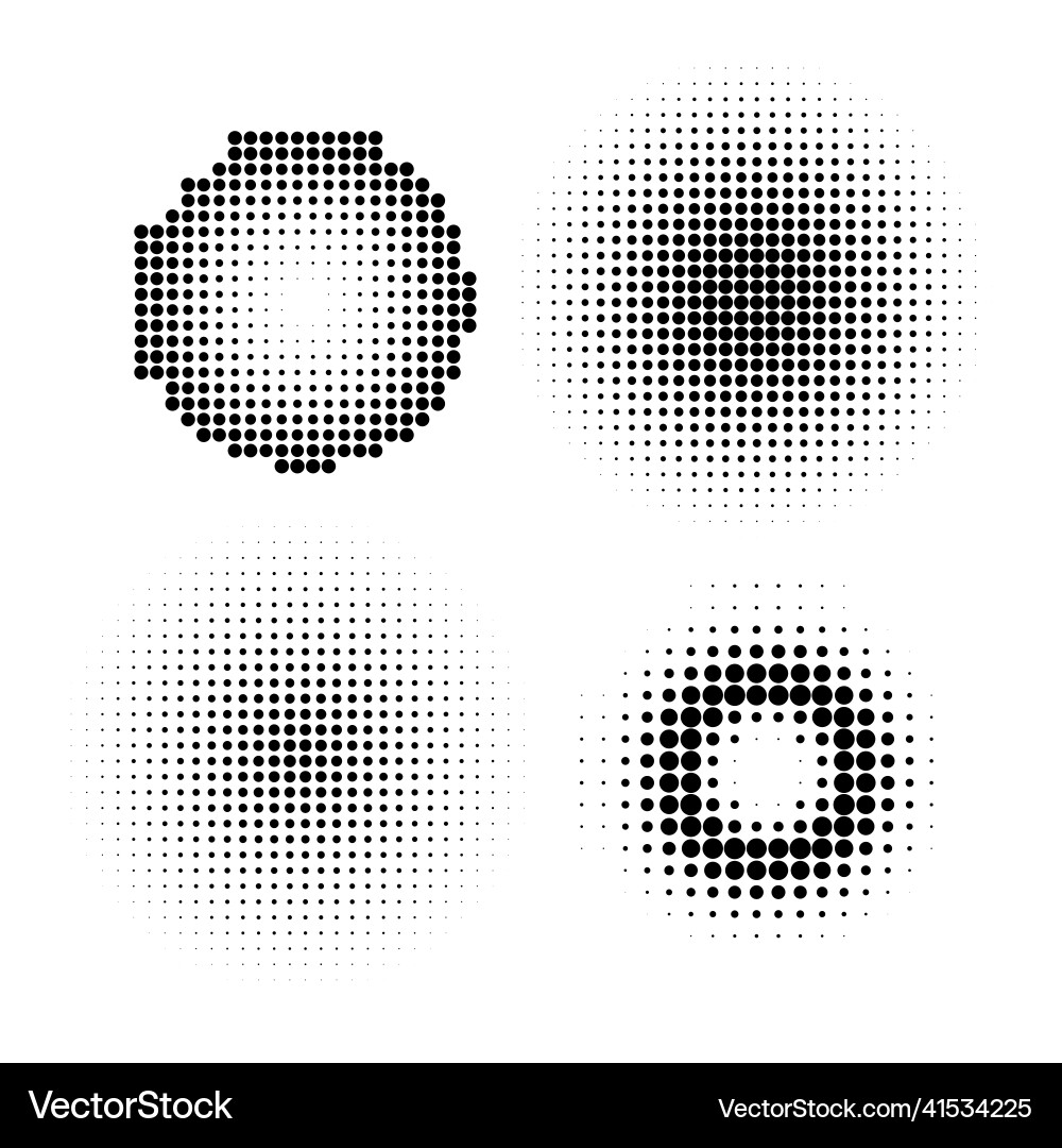 Halftone circles dot pattern texture set Vector Image