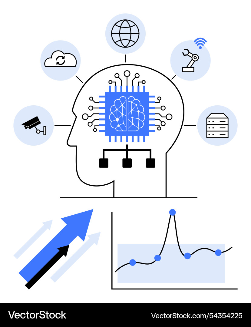 Integration of ai in modern technology data Integration of ai in modern technology data vector image