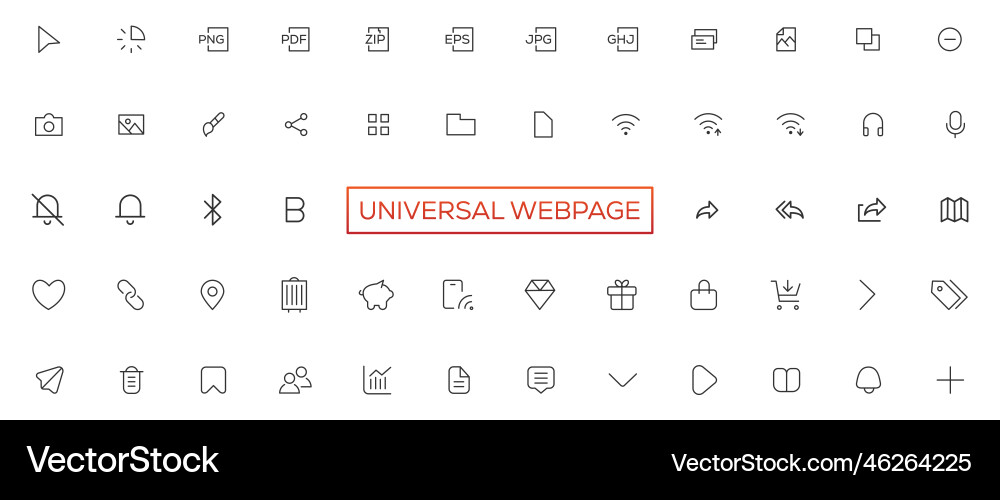 Line universal webpage tiny icon set Vector Image