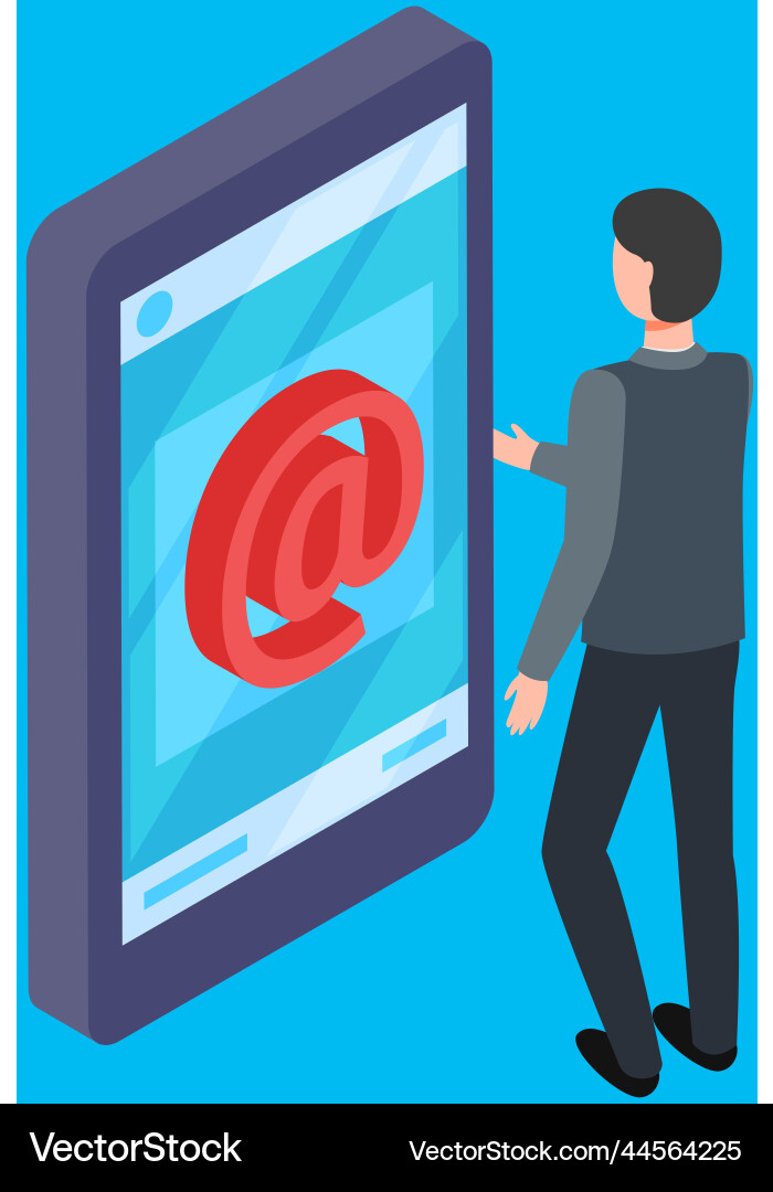 Man interacts with virtual mailbox digital Man interacts with virtual mailbox digital vector image