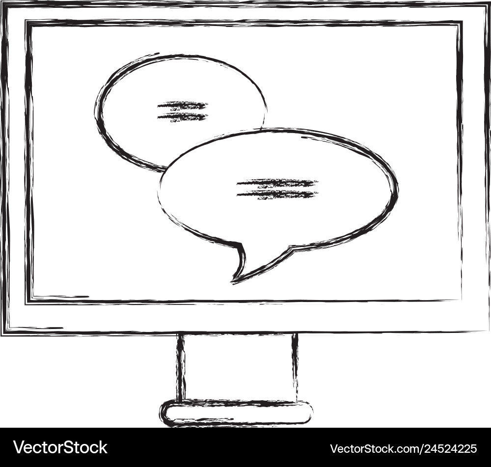 Monitor computer with speech bubbles Monitor computer with speech bubbles vector image