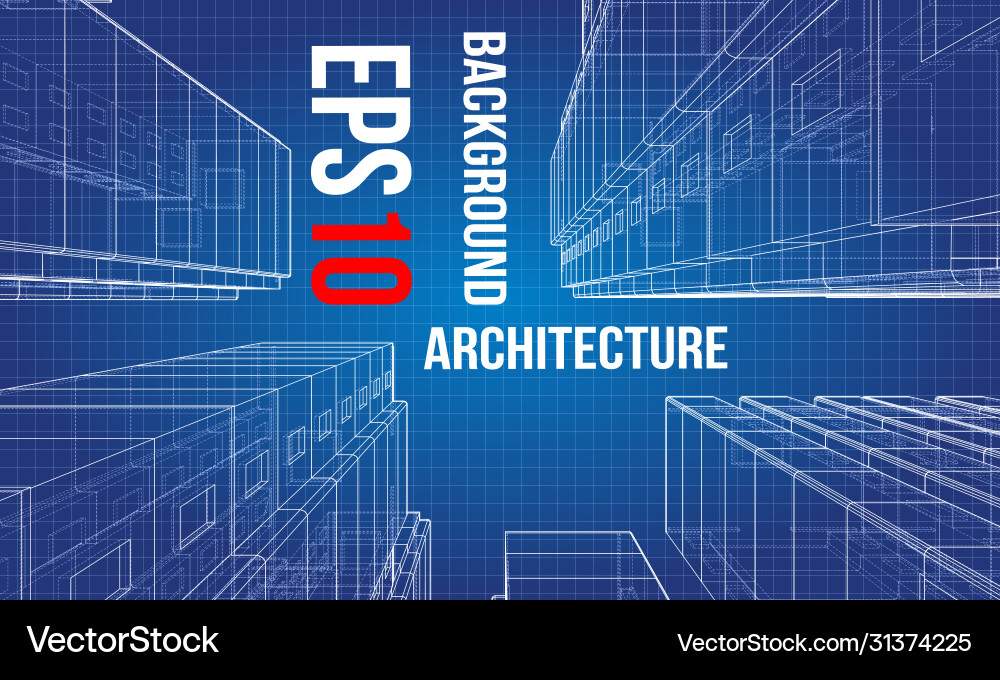 Multi-Story Building Wireframe Model vector image