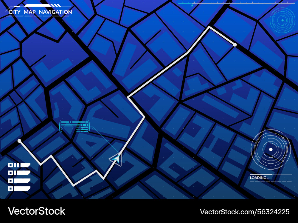 Navigation map game futuristic ui for city Navigation map game futuristic ui for city vector image