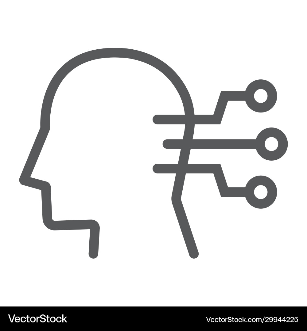Neural interface line icon technology and network vector image