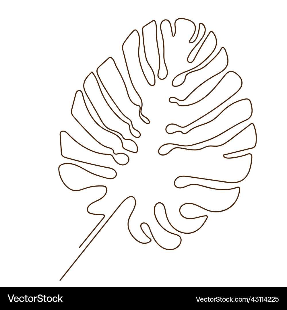 One line palm leaf minimalist continuous linear Vector Image