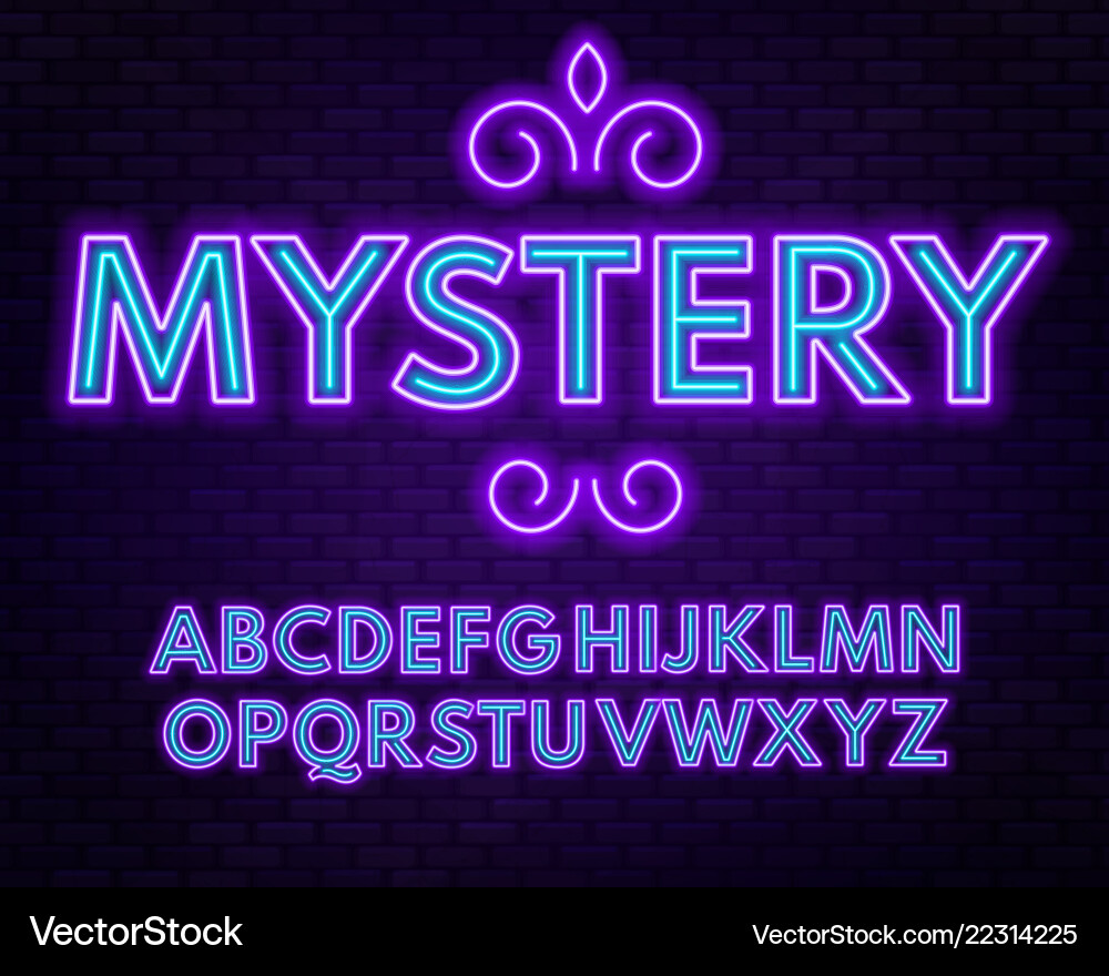 Purple blue neon alphabet on a dark background Purple blue neon alphabet on a dark background vector image