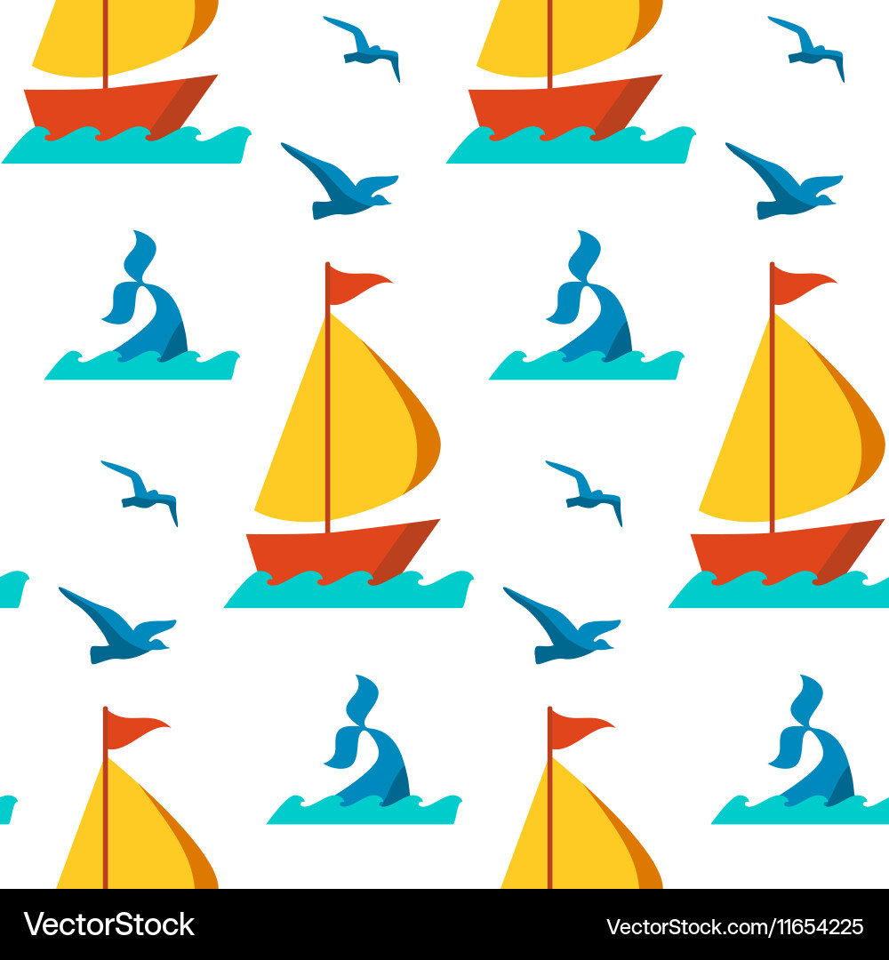 Seamless patterns nautical elements vector image