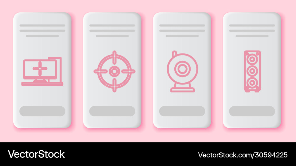 Set line computer monitor target sport web Set line computer monitor target sport web vector image