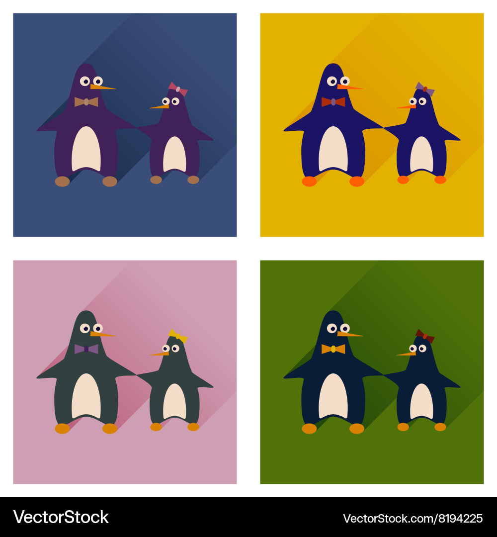 Set of flat web icons with long shadow pair vector image