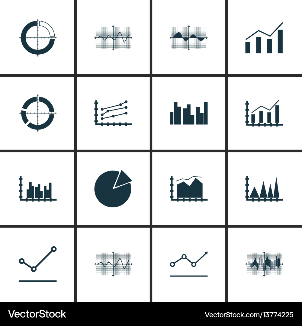 Set of graphs diagrams and statistics icons Set of graphs diagrams and statistics icons vector image