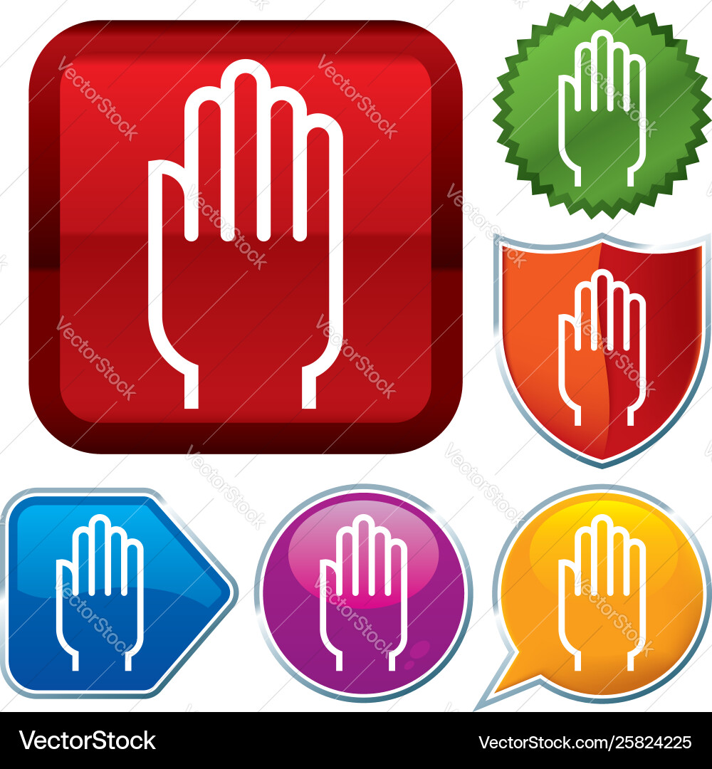 Set shiny icon series on buttons open hand vector image