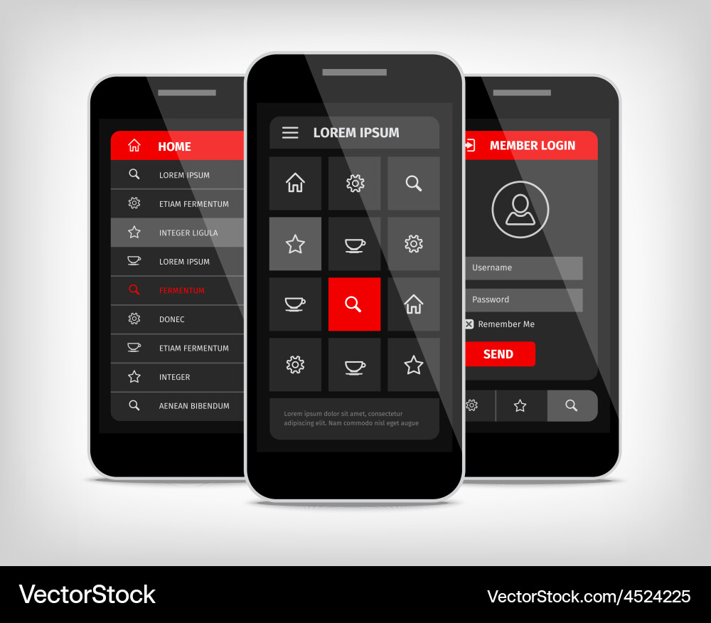 Smartphone UI - Red Buttons vector image