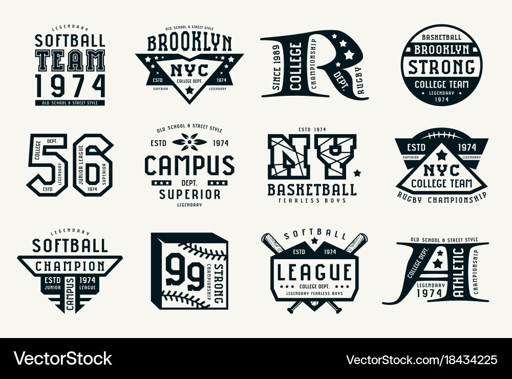 Sporty Emblem Collection Vector Image