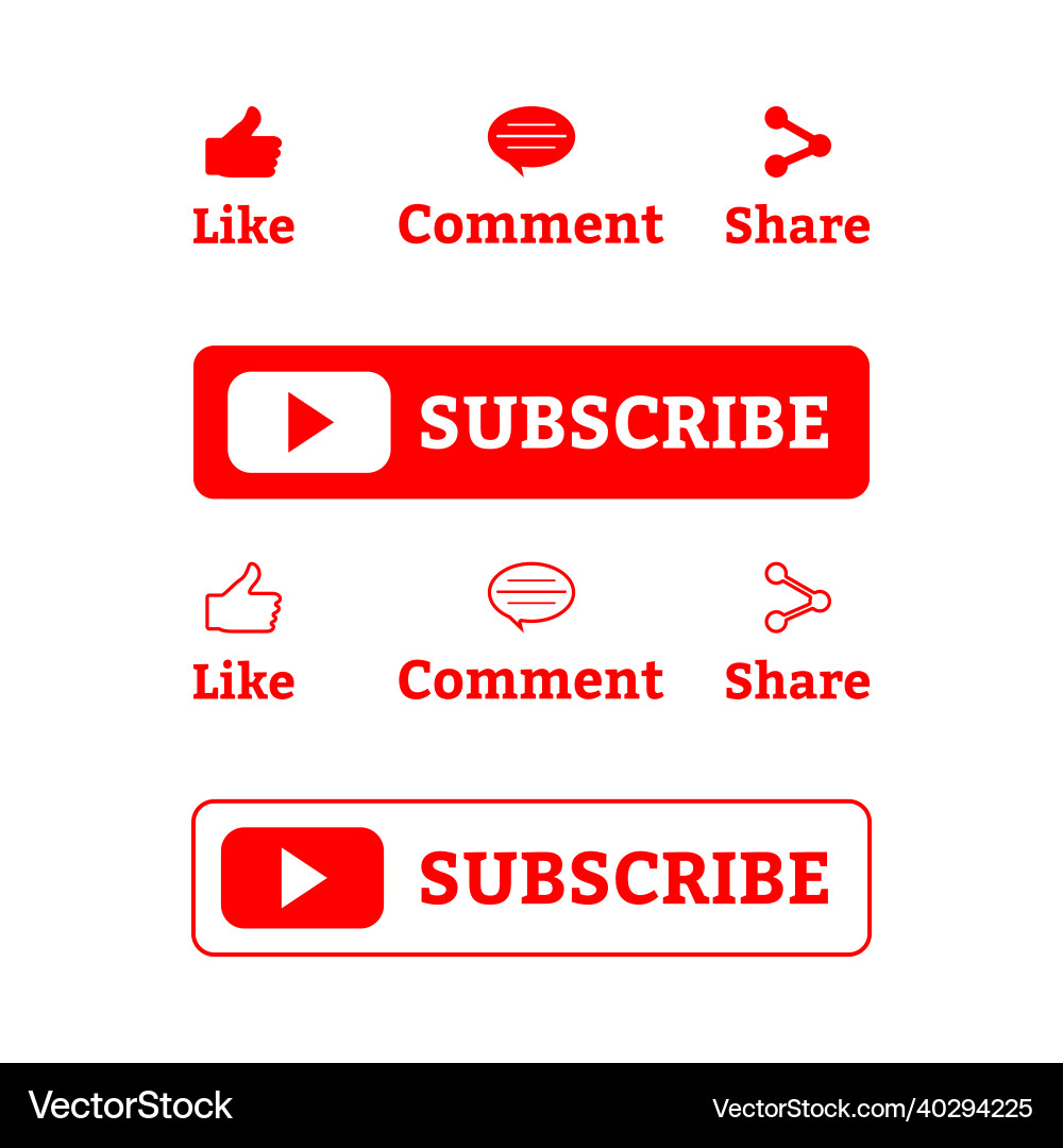 Subscriber red and white button collection design Subscriber red and white button collection design vector image
