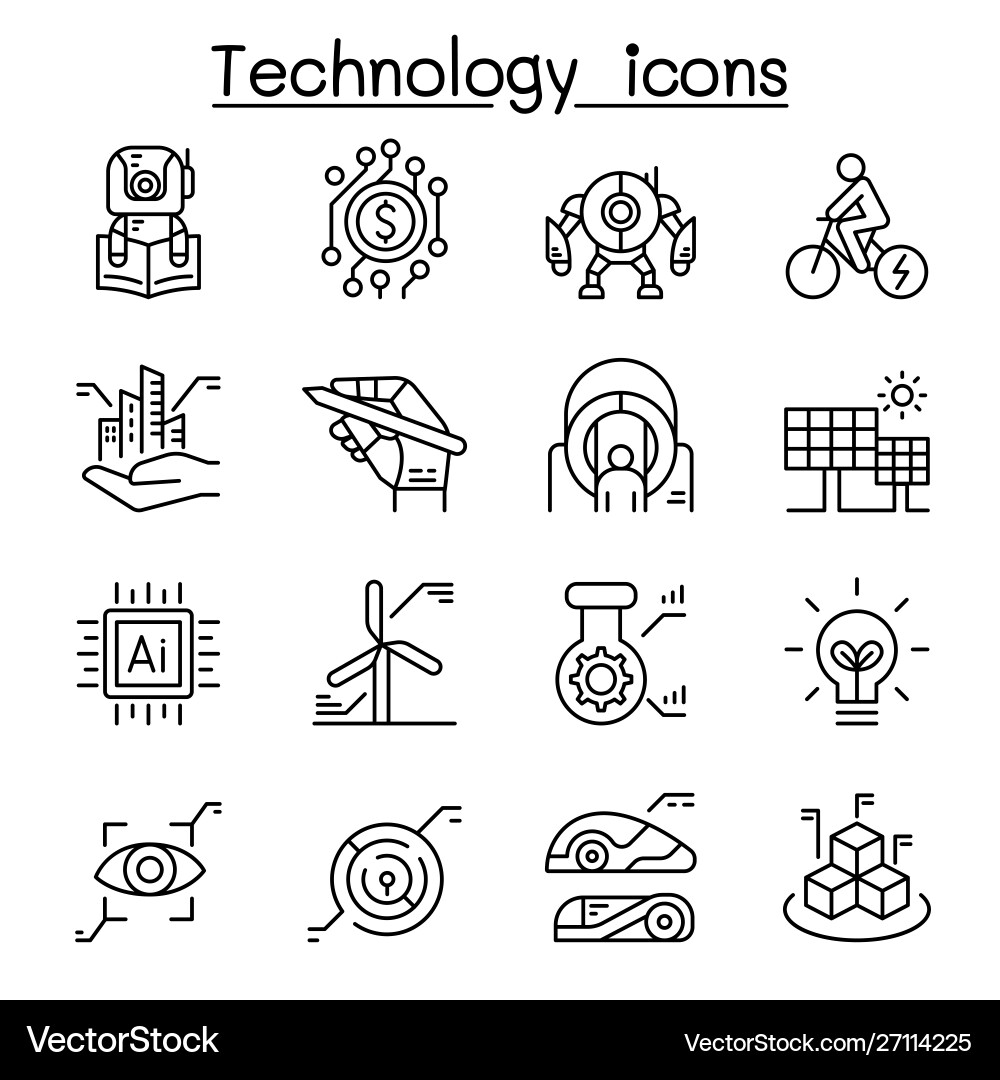 Technology icon set in thin line style Technology icon set in thin line style vector image