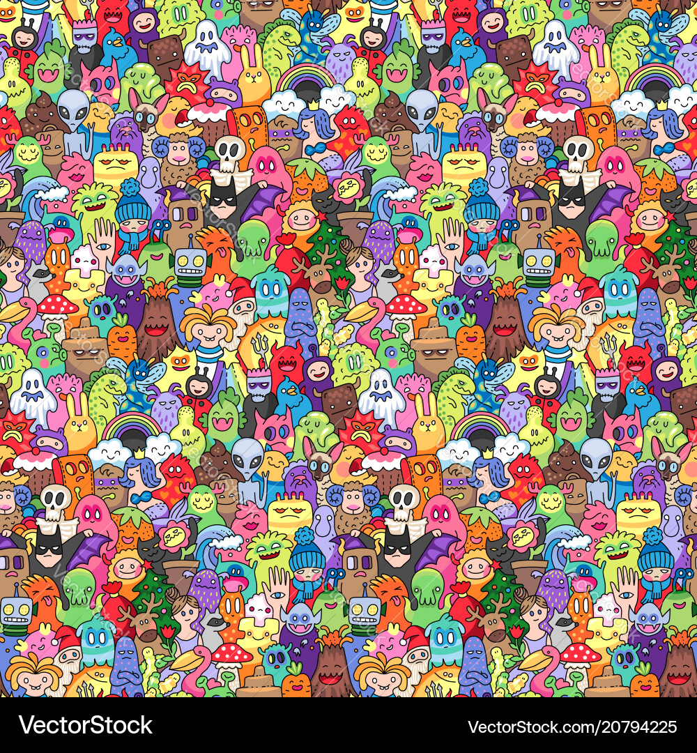 Whimsical Doodle Creatures vector image