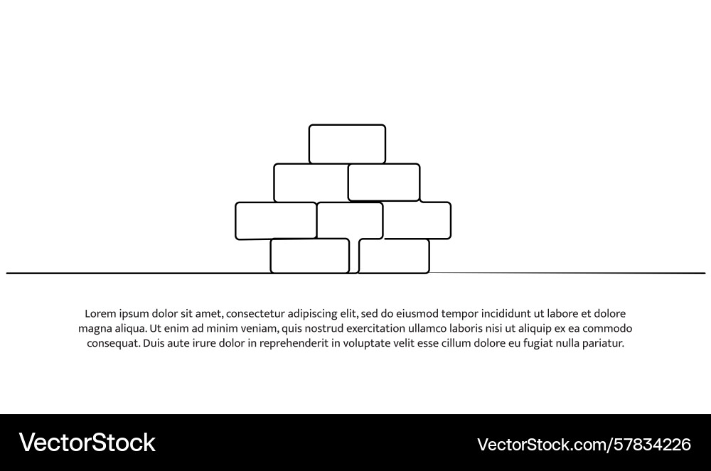 Continuous line design of pile bricks single Vector Image
