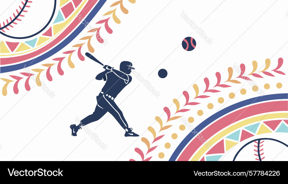 Dynamic baseball player with abstract vector image
