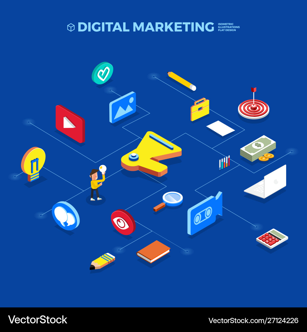 Flat design concept isometric object connecting Vector Image