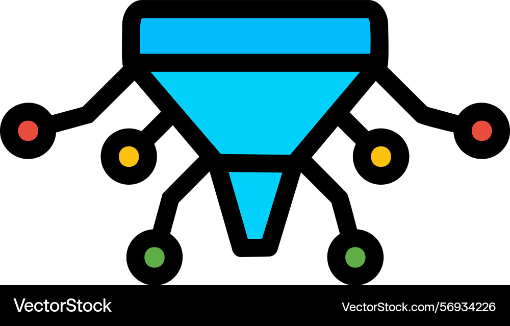 Funnel visualization line filled style icon design Vector Image