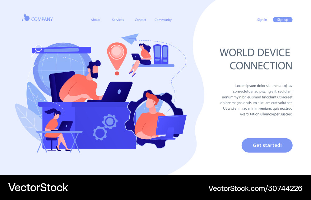 Global network connection concept landing page Global network connection concept landing page vector image