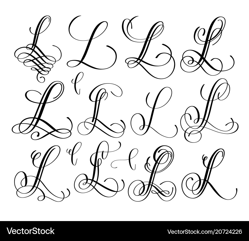 Kalligraphie Schriftschrift Schriftart l set hand Kalligraphie Schriftschrift Schriftart l set hand vektorbild
