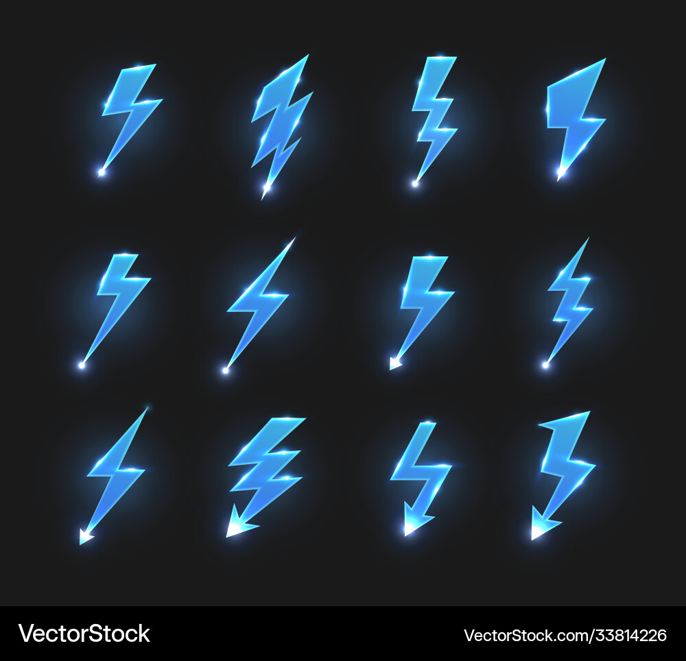 Lightnings icons isolated zigzag arrows set Lightnings icons isolated zigzag arrows set Vector Image