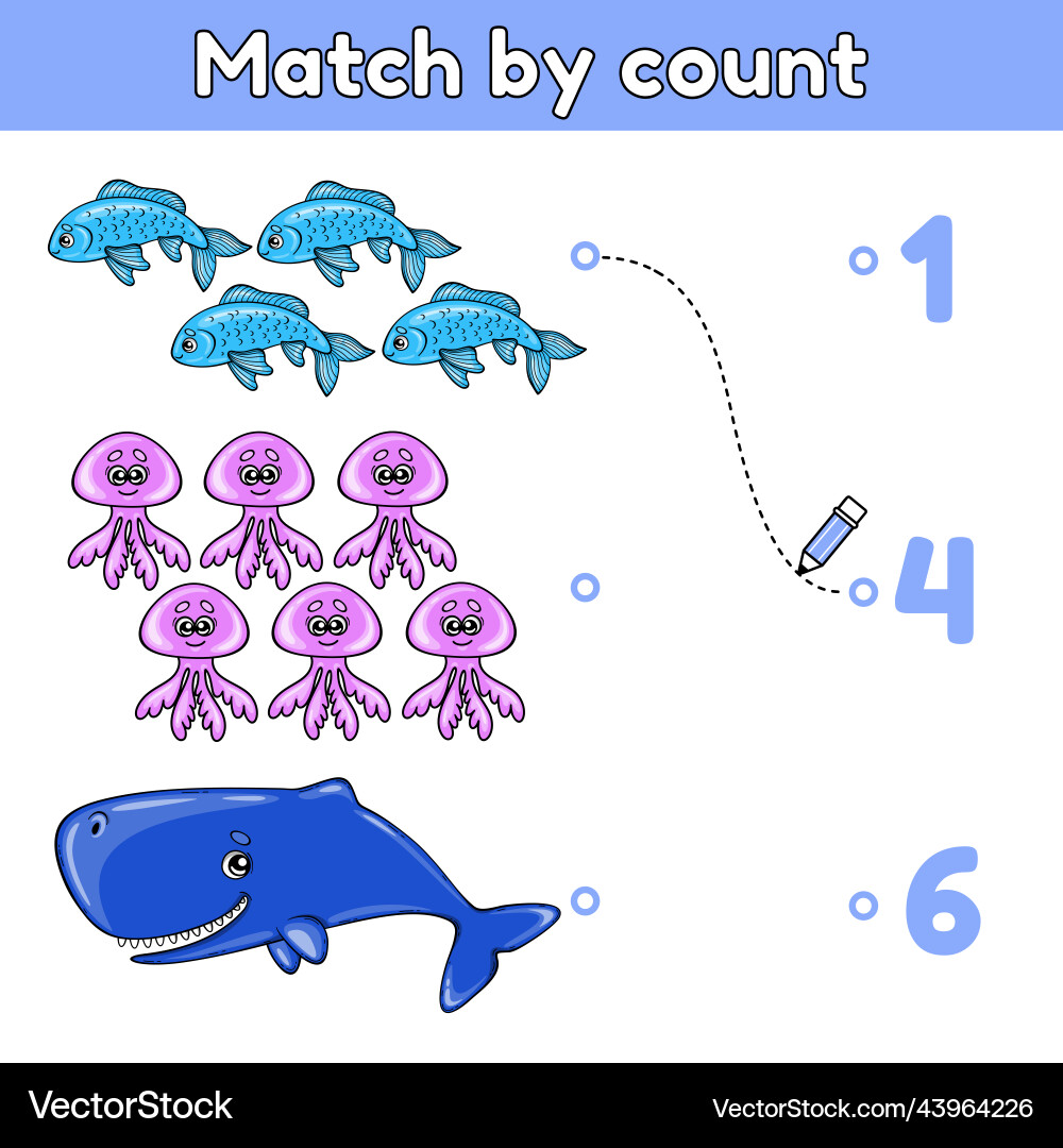 Match by count sea animals-3 Match by count sea animals-3 vector image