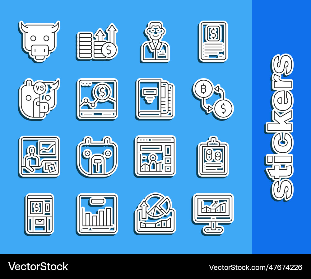 Set line computer with growth graph business Set line computer with growth graph business vector image