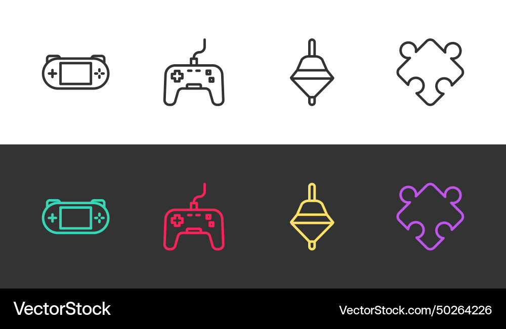 Set line portable video game console gamepad Set line portable video game console gamepad vector image