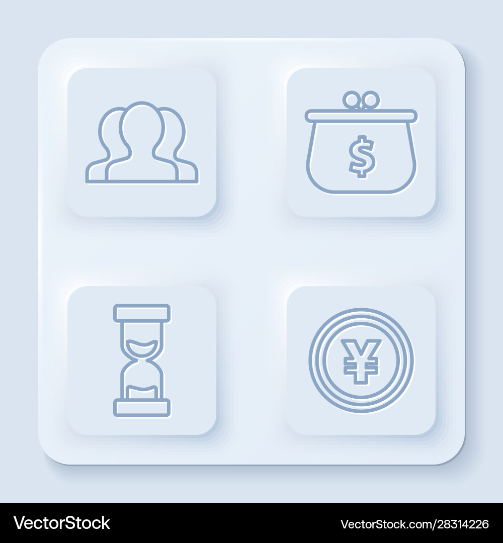 Set line users group wallet with dollar Set line users group wallet with dollar vector image