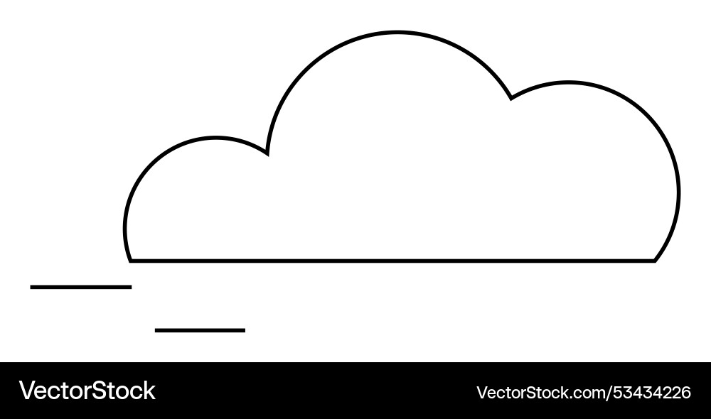 Simple outline of a cloud with two horizontal Simple outline of a cloud with two horizontal vector image