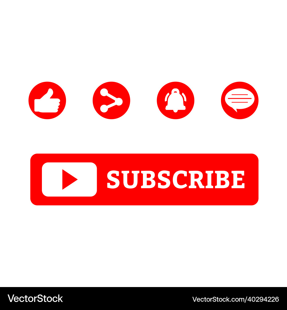 Subscriber red button collection simple Subscriber red button collection simple vector image