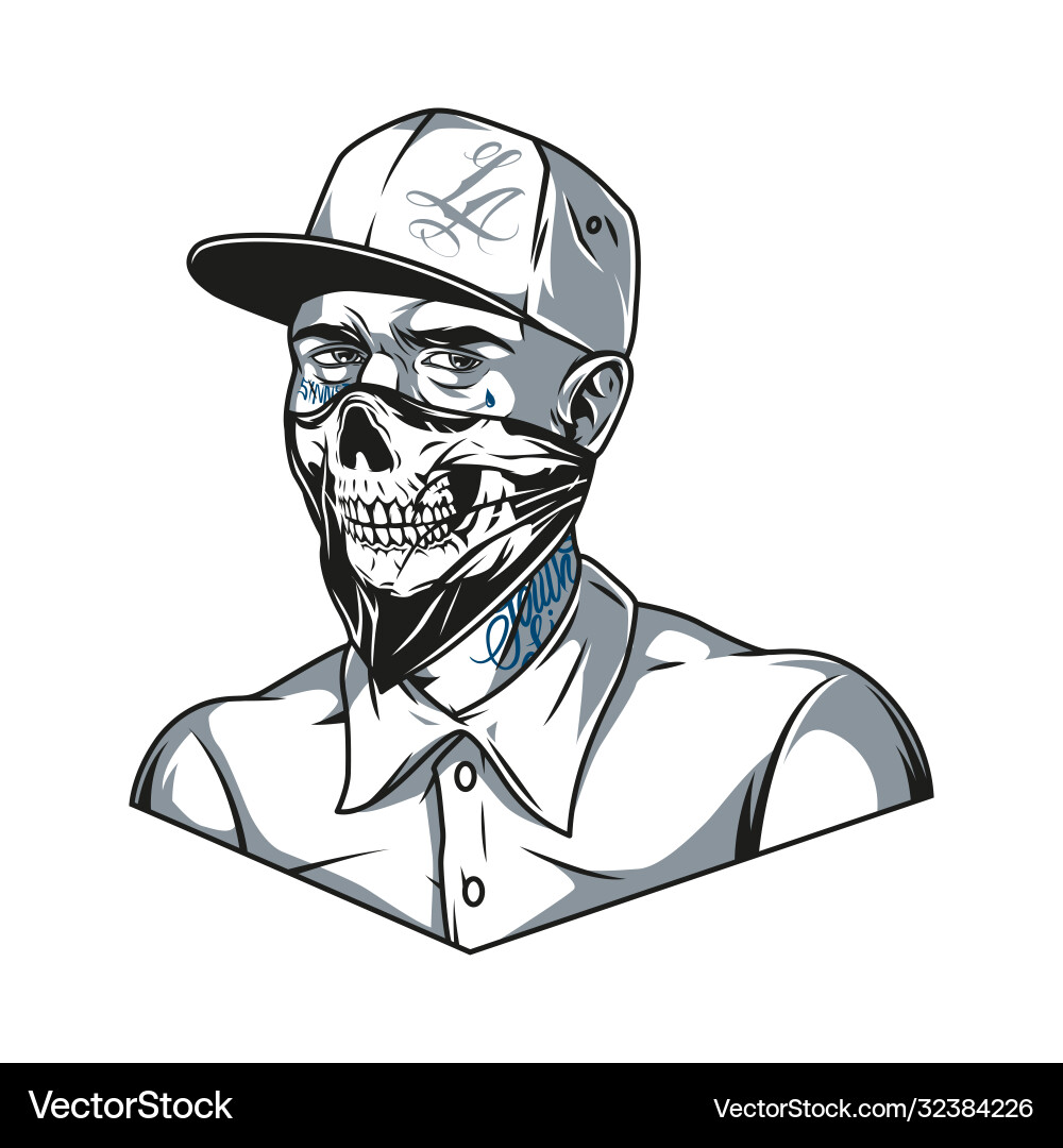 Vintage concept man with chicano tattoos vector image