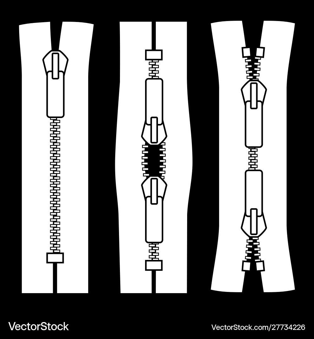 Zipper types closedended type x and o scheme Zipper types closedended type x and o scheme vector image