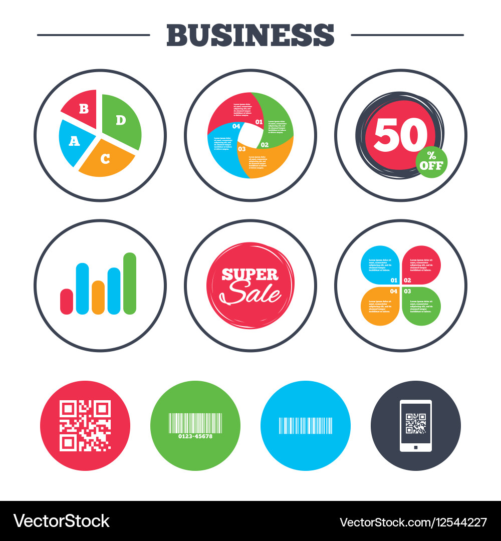Bar and qr code icons scan barcode symbol vector image