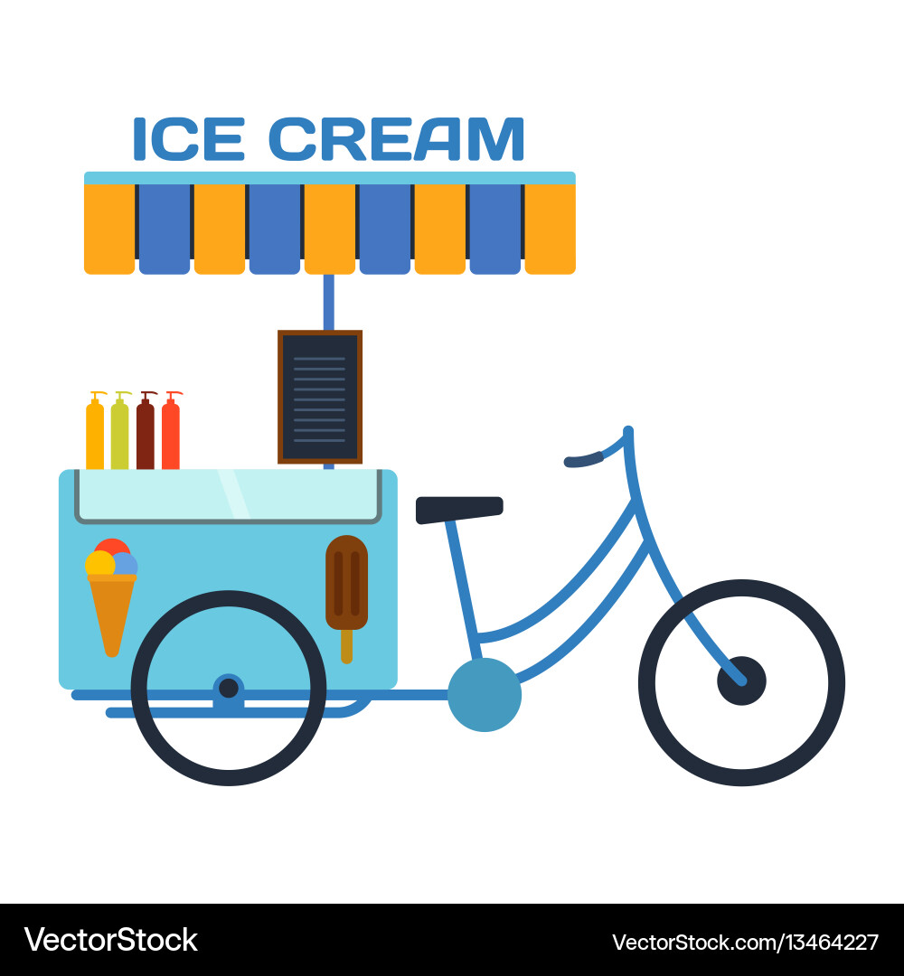 Bunte Street Essen Eiscreme Cart vektorbild