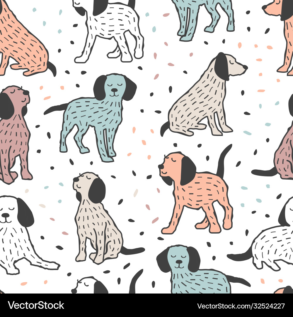 Childish seamless pattern with dogs cute baby Childish seamless pattern with dogs cute baby vector image