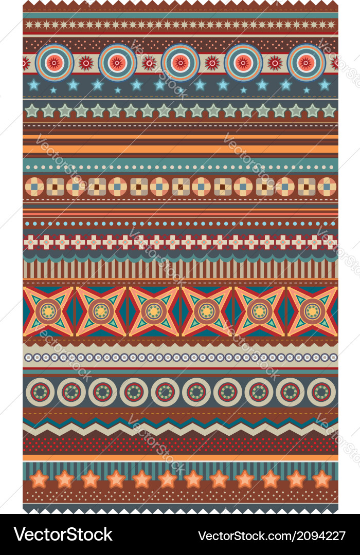 Ethnic various strips motifs in different color Vector Image