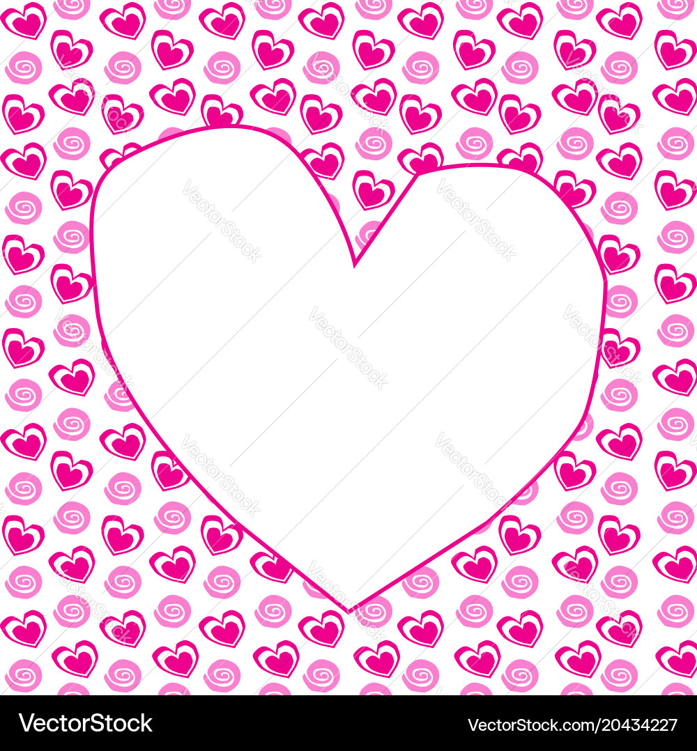 Frame in shape of heart on background with hearts Vector Image