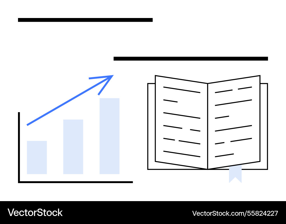 Growth chart with upward arrow and open book Growth chart with upward arrow and open book vector image