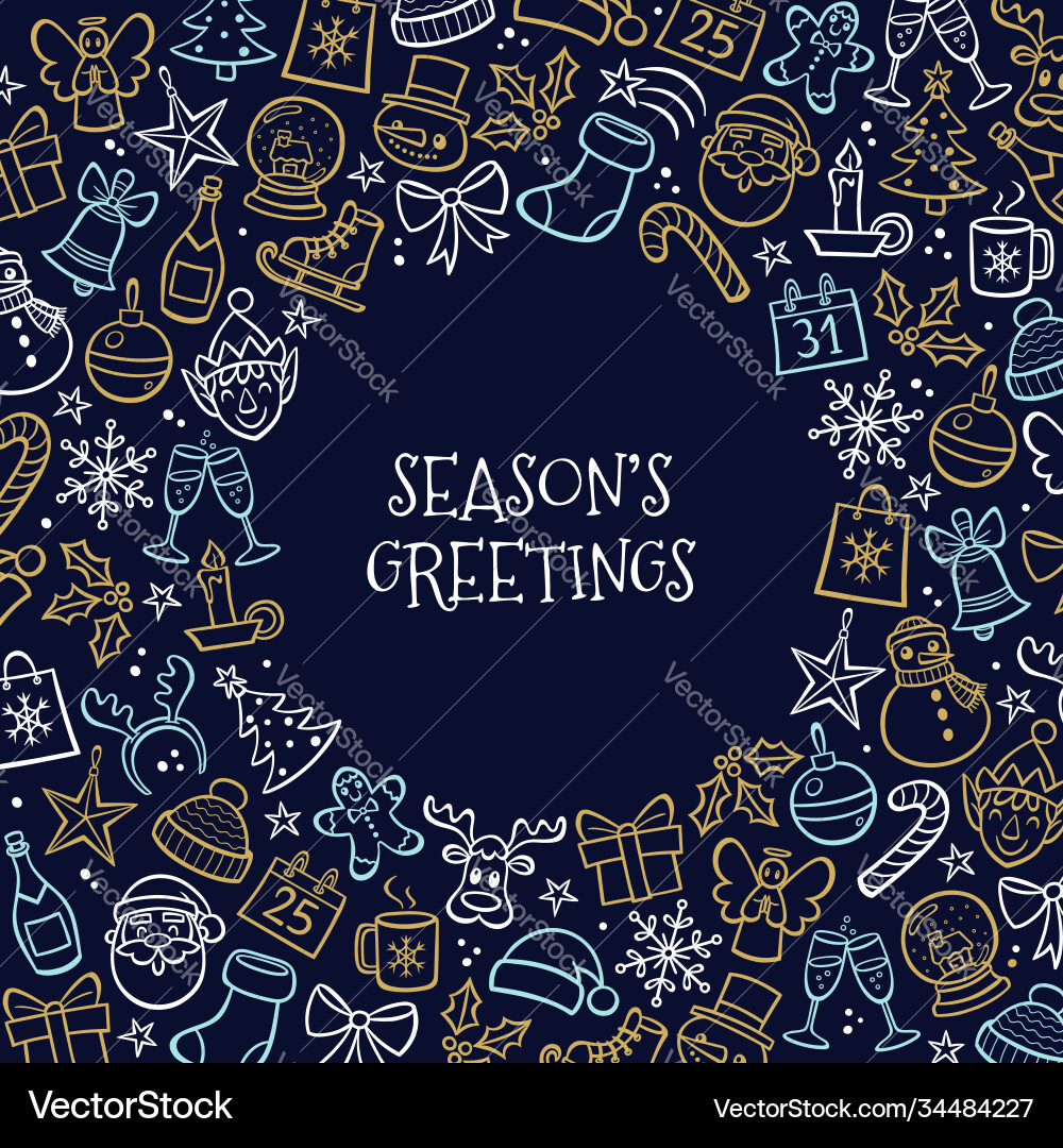 Hand drawn christmas greeting card Hand drawn christmas greeting card vector image