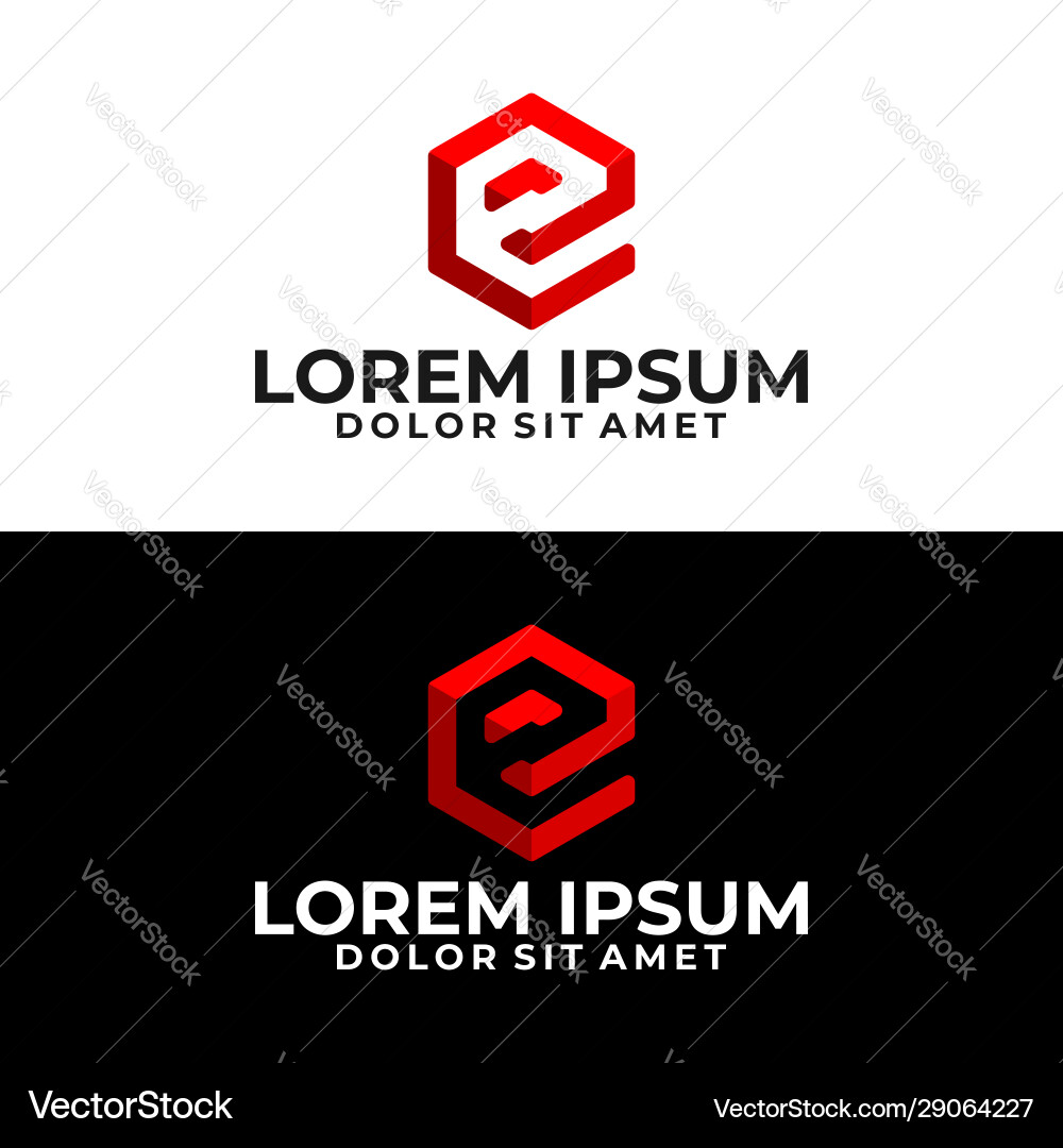 Initial Letter e Logo Vorlage mit 3d Würfel Symbol Initial Letter e Logo Vorlage mit 3d Würfel Symbol vektorbild
