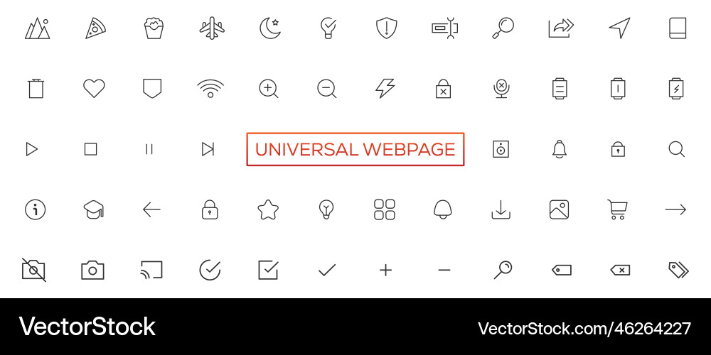 Line universal webpage tiny icon set Line universal webpage tiny icon set vector image