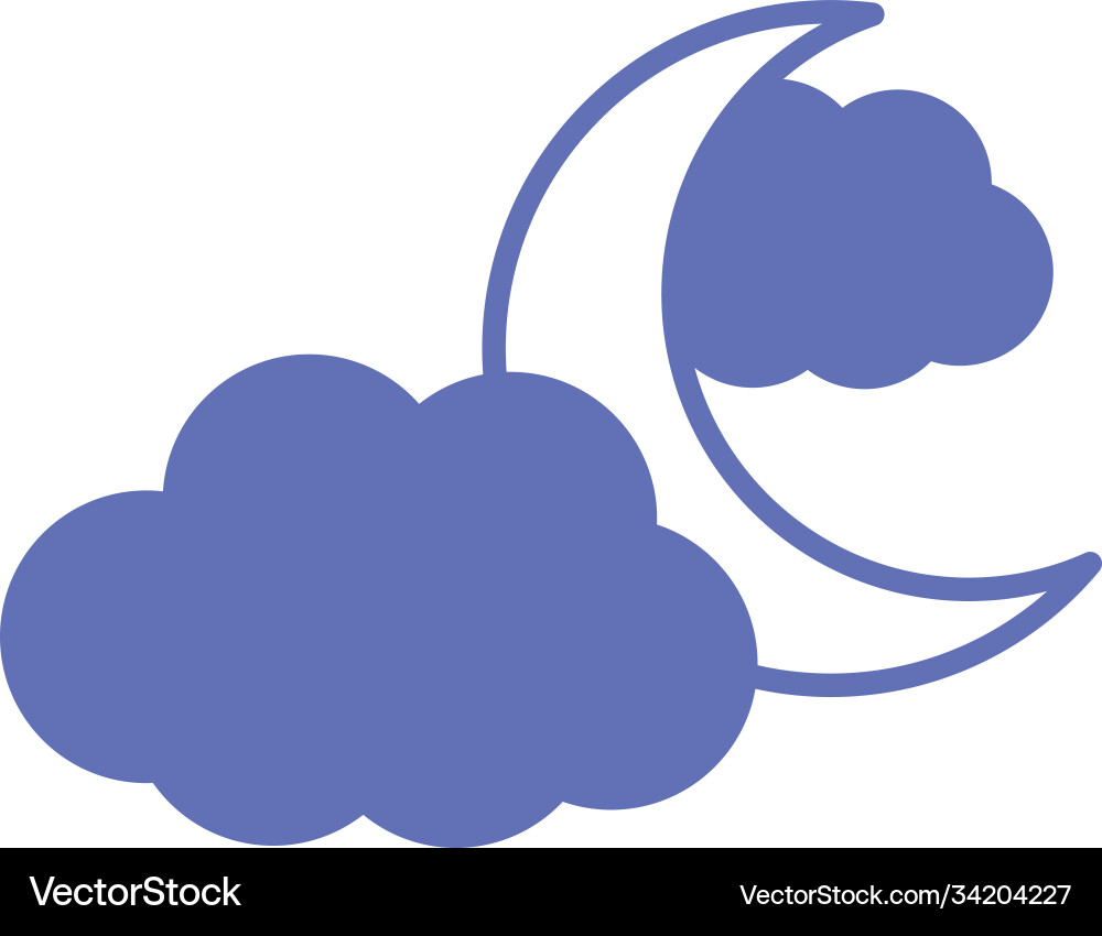Moon with clouds line and fill style icon vector image