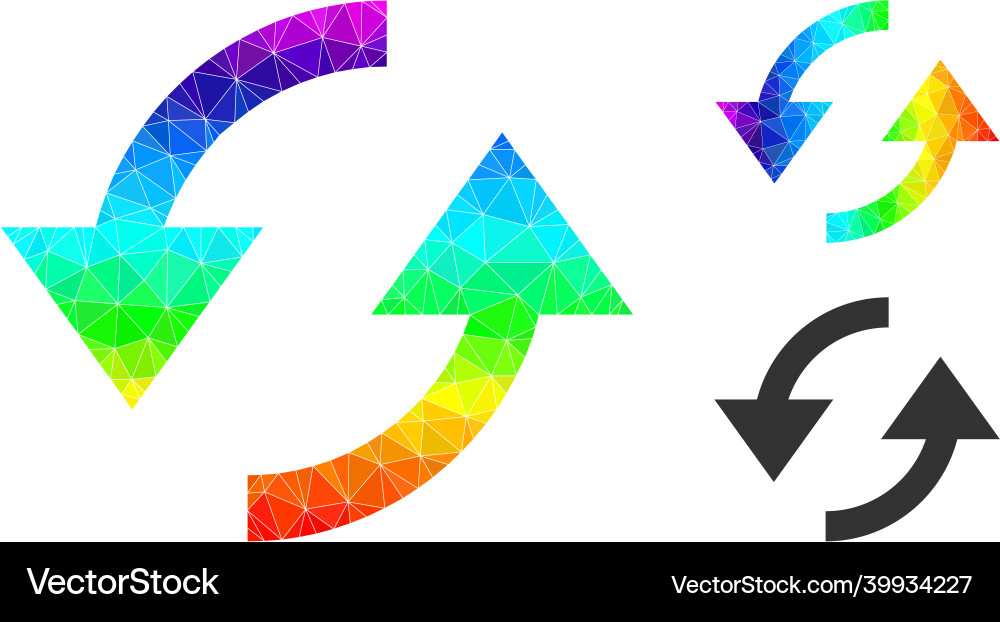 Polygonal refresh icon with spectrum Polygonal refresh icon with spectrum vector image
