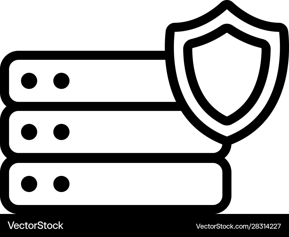 Protect icon database isolated contour Protect icon database isolated contour vector image